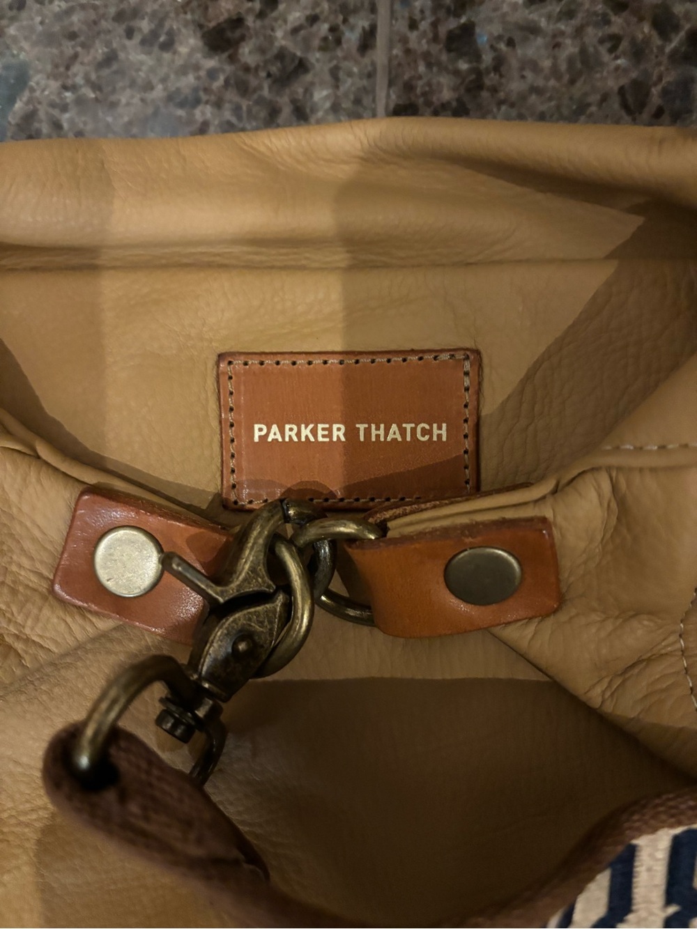 Parker Thatch Leather Shoulder Bag with Patterned Strap - Picture 2 of 10